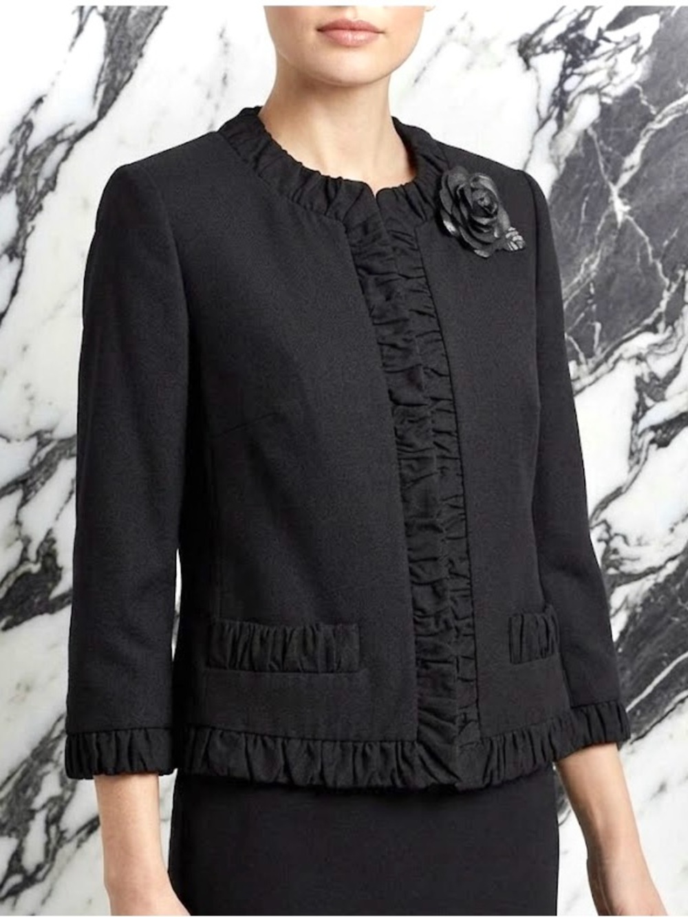 Harve Benard Ruffled Rosette Evening Jacket XXL